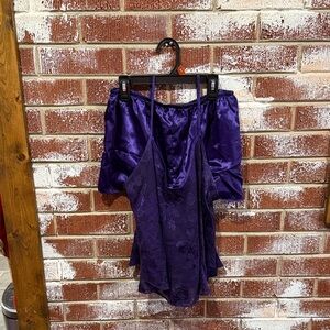 Sexy Sheer Lingerie Floral Lace Mesh Top Set SeeThrough Babydoll Nightwear Sz L